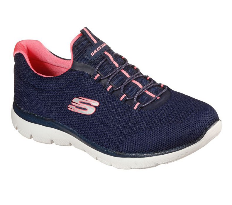 Skechers Dam Marinblå/Rosa Slip On - Summits - Cool Classic - Sverige (UWENQ-4876)